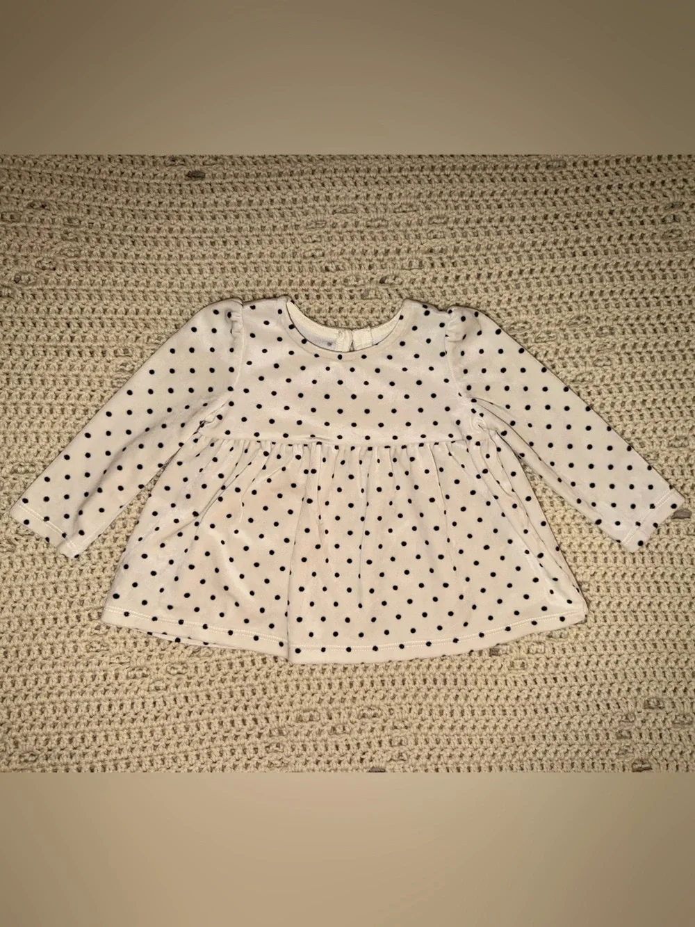 Baby Gap Cream Velour Polka Dot Peplum Top | 12-18M